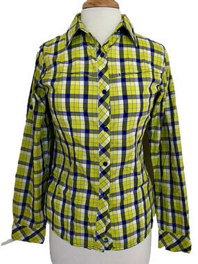 Columbia Women's Plaid Bug Shield Insect Blocker Button-Front Shirt Blouse S
